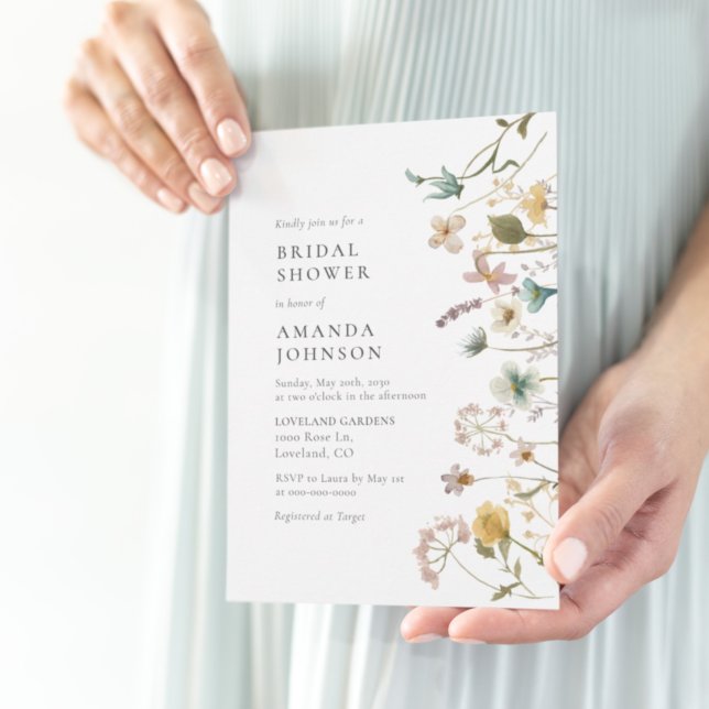 Elegantes, Vintag gepresstes Brautparty Einladung (Elegant Vintage Pressed Floral Bridal Shower Invitation
)