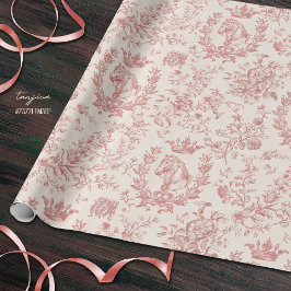 Elegantes Vintag rosa Beige Reittier Toile Geschenkpapier