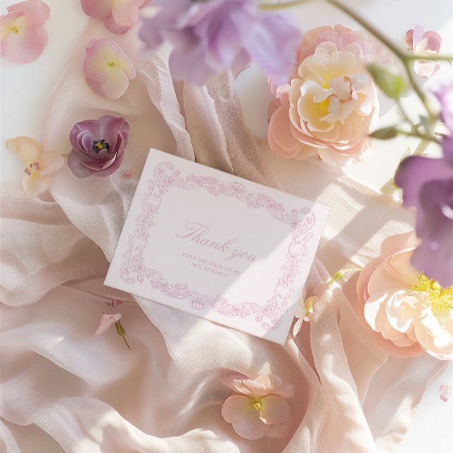 Elegantes Vintag rosa Brautparty Dankeschön Karte (Elegant Vintage Pink Bridal Shower Thank You Card)