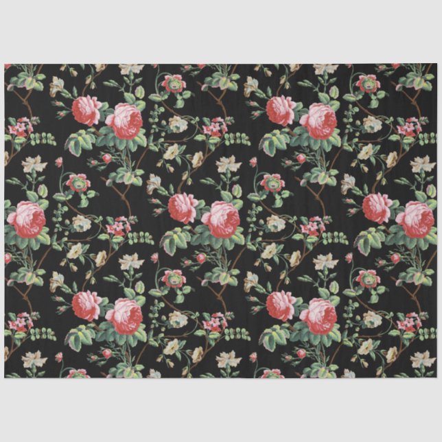 Elegantes, Vintag rosa rosa Blumenpapier Seidenpapier (Vorderseite)