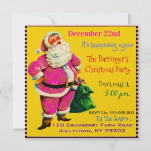 Elegantes Vintag rosa Weihnachten Party Einladung