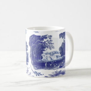 Elegantes Vintage Blau Englisches Land Pastoral Kaffeetasse