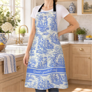 Elegantes Vintage-Blau Französisches Land Toile de Schürze
