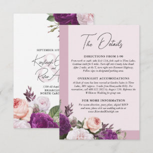 Elegantes Vintage-Blumen-Hochzeitsdetail / Anleitu Begleitkarte