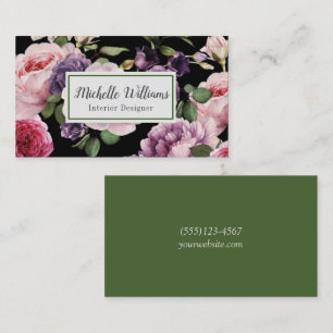 Elegantes Vintage-Blumen-Rosen-Blumenmuster Visitenkarte