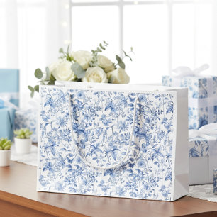Elegantes Vintage-Blumen-Toile Große Geschenktüte