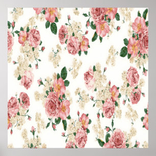 Elegantes Vintage-Blumen-Wallpaper-Poster Poster