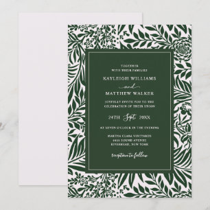 Elegantes Vintage-Blumenmuster Grüne Hochzeit Einladung