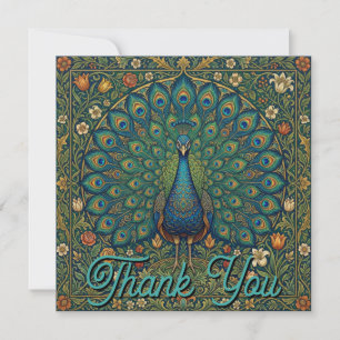 Elegantes vintage-bohemian-Pfau-Design Dankeskarte