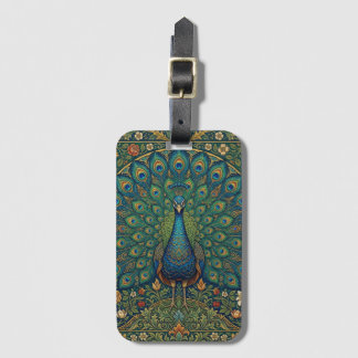 Elegantes vintage-bohemian-Pfau-Design Gepäckanhänger