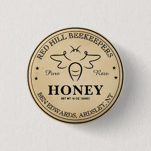 Elegantes vintage editierbares Honigglas-Bienen-La Button