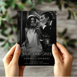 Elegantes Vintage-Foto- und Monogramm-Klassik-Hoch Save The Date