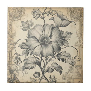 Elegantes Vintage-Französisch graviertes florales Fliese