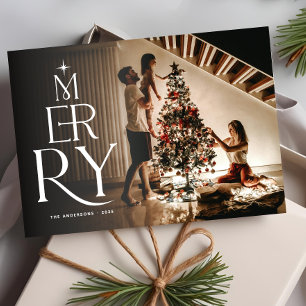 Elegantes Vintage Frohe Weihnachten Foto Rot