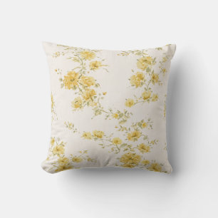 Elegantes Vintage-Gelbrosen-Blumenmuster Kissen