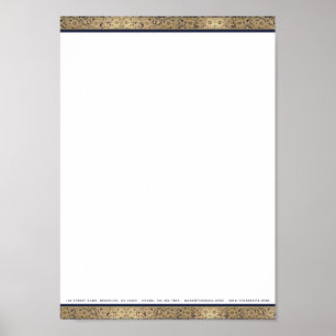Elegantes Vintage-Gold-Blumen-A4-Briefkopf-Downloa Poster