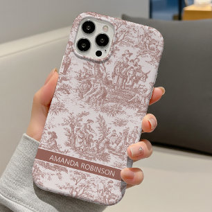 Elegantes vintage hellbraunes Toile de Jouy  iPhone 16 Hülle