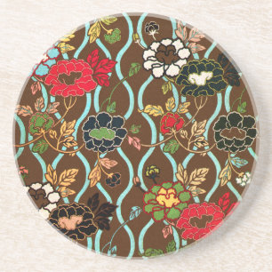 Elegantes Vintage-Japanisches-Blumendesign Untersetzer