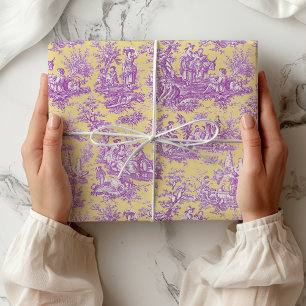 Elegantes Vintage Lila Blau Toile de Jouy Muster Geschenkpapier