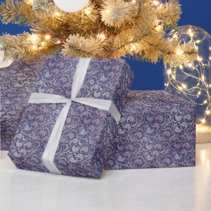 Elegantes, vintage-lila Damastmuster Geschenkpapier