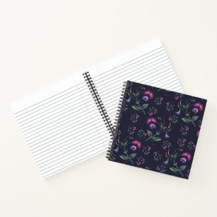 Elegantes Vintage-Lila-Orchideen-Blumenmuster Notizbuch
