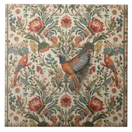 Elegantes Vintage-Nouveau-Blumen-Vögel-Design Fliese