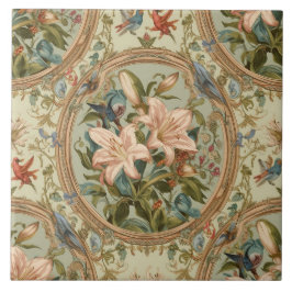 Elegantes Vintage-Nouveau-Blumen-Vögel-Design Fliese