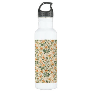 Elegantes Vintage-Orangen-Lilien-Blumenmuster Edelstahlflasche