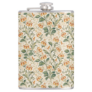Elegantes Vintage-Orangenlilien-Blumenmuster Flachmann