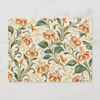 Elegantes Vintage-Orangenlilien-Blumenmuster Postkarte