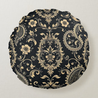 Elegantes Vintage-Paisley-Damask-Muster Rundes Kissen