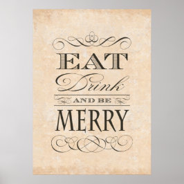 Elegantes Vintage Poster: Küche, Bar oder Restaura Poster