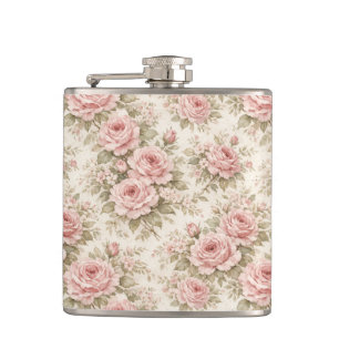 Elegantes Vintage-Rosen nahtloses Blumenmuster Flachmann