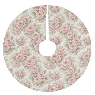 Elegantes vintage Rosen nahtloses Blumenmuster Polyester Weihnachtsbaumdecke