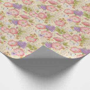 Elegantes Vintage-Rosenblütenmuster Geschenkpapier