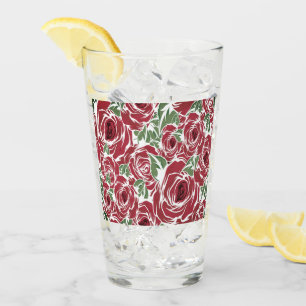 Elegantes Vintage-Rosenmuster - Rotes und grünes F Glas
