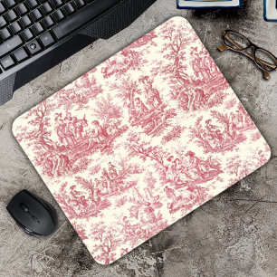 Elegantes vintage rotes Toile de Jouy Mousepad