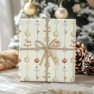 Elegantes Vintage-Schaukelpferd-Weihnachten Geschenkpapier