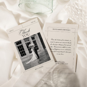 Elegantes Vintage-schwarz-weiß-Hochzeitsfoto Dankeskarte