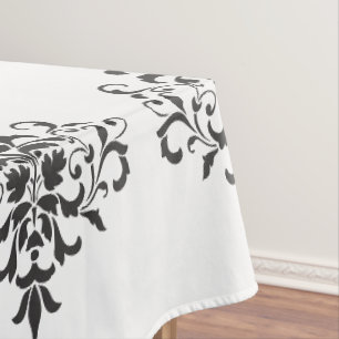 Elegantes vintage schwarz-weißes Damastdesign Tischdecke