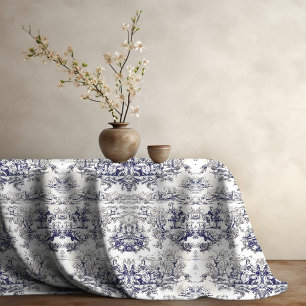 Elegantes vintage schwarzes Toile de Jouy Monogram Tischdecke