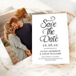 Elegantes Vintage-Script-Foto-Hochzeits-Save-the-D Save The Date