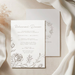 Elegantes Vintage-Sepia-Hochzeitsprobe-Dinner Einladung