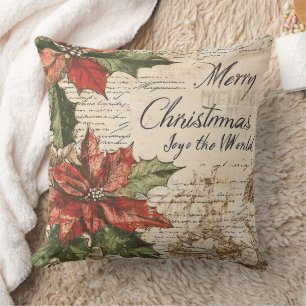 Elegantes Vintage-Stechpalmen-Weihnachtsmuster Kissen