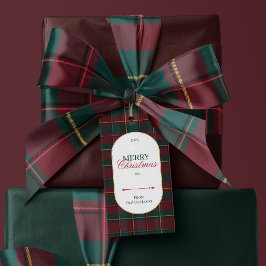 Elegantes vintage-Tartan-Karogestaltungs-Weihnacht Geschenkanhänger