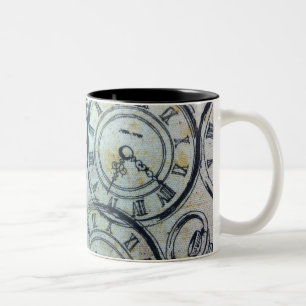 Elegantes Vintage-Taschenuhren-Muster Zweifarbige Tasse