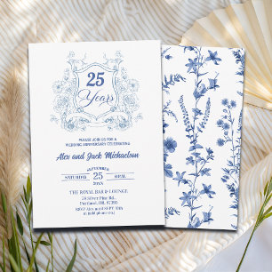 Elegantes Vintage-Wappen zum 25. Hochzeitstag Einladung