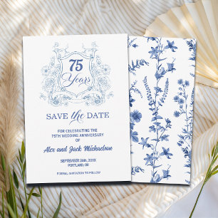 Elegantes Vintage-Wappen zum 75. Hochzeitstag Save The Date
