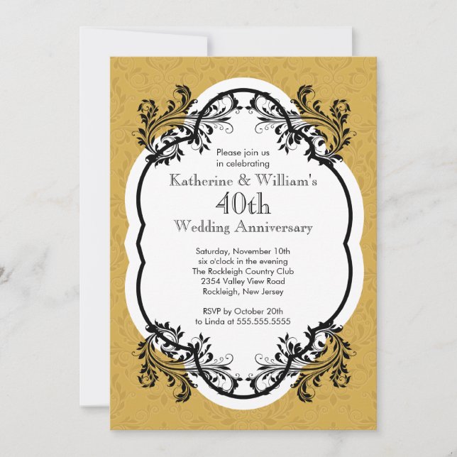Elegantes Vintage Wedding Anniversary Party Einladung (Vorderseite)