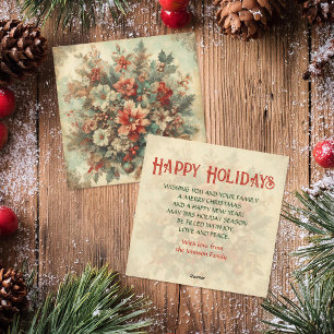 Elegantes Vintage-Weihnachtsblumen Feiertagskarte